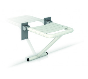Folding seat nylon with suport leg, stainless steel wall support