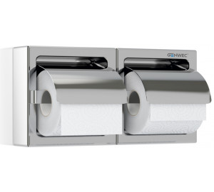 Wall mounted two roll paper dispenser 304 stainless steel brushed